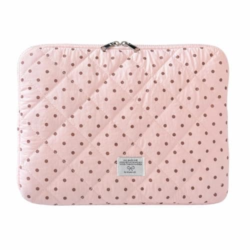 Puffy Laptop Sleeve 13 Inch Cute Polka Dot Laptop Case Soft Quilted Computer Sleeve Protective Cover for MacBook, iPad, Notebook, Chromebook
