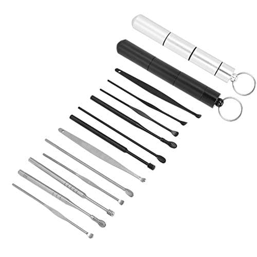 Fabater Earwax Remover Kit, Stainless Steel, 12 Pcs (Black Silver)