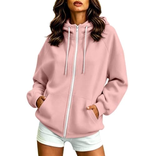 Cropped Hoodies For Women Winter Stand Collar Sweatshirt Hooded Zipper Pink