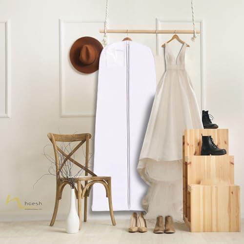 Hoesh UK Bridal Gown Garment Bag - Printed Wedding Dress Bag | Long Dress Covers for Bride & Bridesmaids | Breathable Clothes Bag for Storage & Travel (Blooming Bride) — view 3