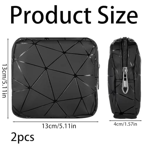 YUNTRUN 2 Pcs Period Bag, Sanitary Pad Storage Bag, Leather Sanitary Pad Storage Bag with Zipper, Compact & Waterproof Travel Organiser for Teens & Women — view 2