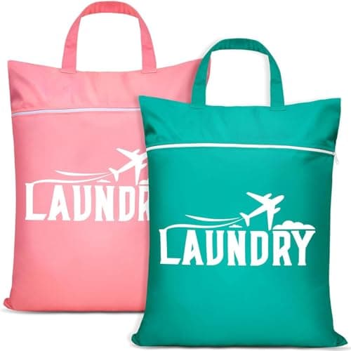 Large Travel Laundry Bags,2 Pcs Travel Laundry Bag with Handle,Laundry Bag Travels with Zip,Laundrys Bag, Dirty Laundry, Waterproof Laundrys Bag,Laundry Bags for Travels,Swimming,Yoga (Bluepink)