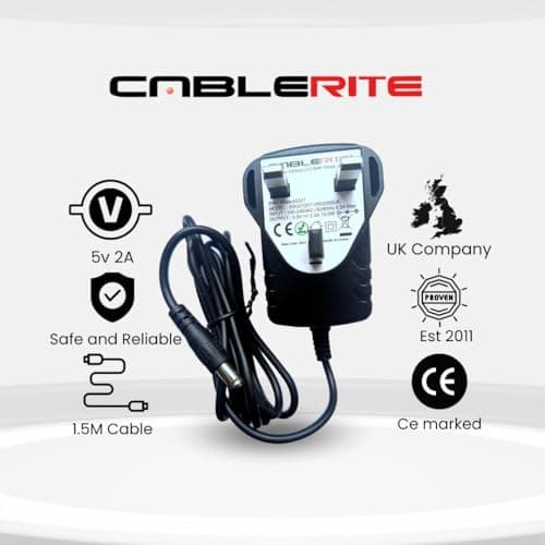 5v power supply adapter for Argos Bush Leather DAB Radio DS388 - psu plug cable — view 2