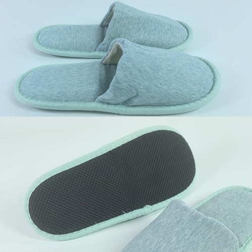 Travel Slipper for Women and Men with Storage Bag, 1 Pair Outdoor Foldable Portable Non-Disposable Spa Slippers (Light Green, L, UK Footwear Size System, Adult, Men, Numeric Range, Medium, 6, 9) — view 4