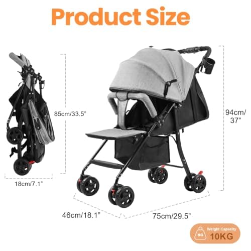 pofluany Lightweight Folding Travel Buggy, Compact Baby Pushchair Pram — view 2