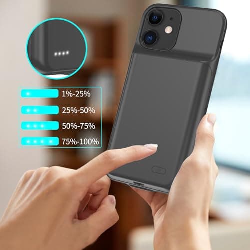 TAYUZH 7000mAh Battery Case for iPhone 11 (6.1 inch) Upgraded Portable Protective Charger Rechargeable Extended Battery Charging Cover Compatible with iPhone 11 Black — view 5