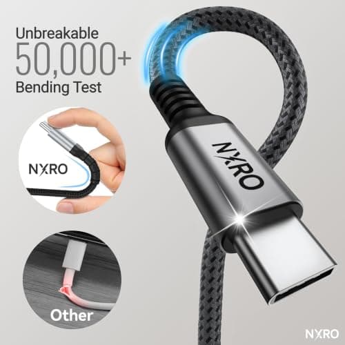 NXRO 240W USB C to USB C Cable [2-Pack 2m] USB C Charger Cable, Nylon Type C Charger Cable Fast Charging for iPhone 17 16 15 Pro Max, MacBook Pro/Air, iPad Pro, Samsung Galaxy S25 S24, Switch 2 — view 2
