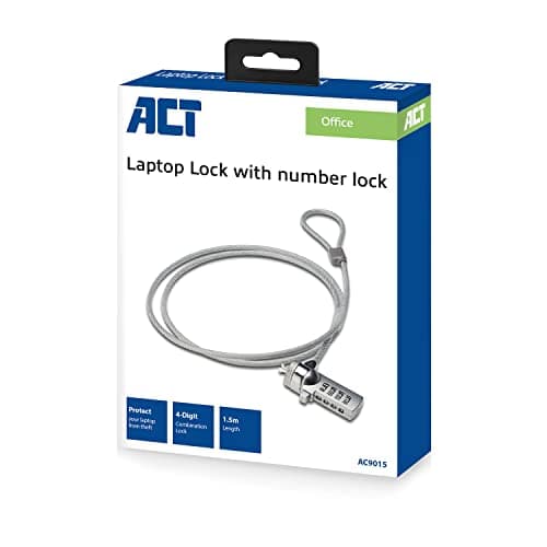 ACT Laptop Lock Combination 1.5m, Portable Anti-Theft cable, 4-Digit Password Lock, for Laptop and PC – AC9015 — view 5