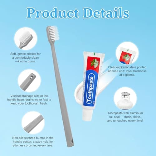 Lomgwumy Toothbrush Toothpaste Set with Travel Toothbrush, 25g Travel Toothpaste, 5 Floss Picks, Storage Box, Individually Wrapped, Suitable for Travelling, Home, Hotel (4-Pack) — view 5
