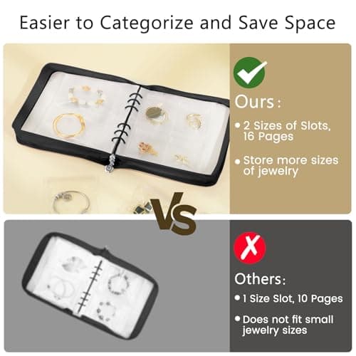 Emibele Travel Jewelry Organizer Case Large Capacity Jewelry Storage Binder — view 3