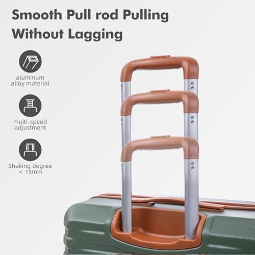 Rocklands Large Suitcase Hard Shell Lightweight 4 Dual Spinner Wheels Trolley Luggage Suitcase Hold Check in Luggage TSA Combination Lock (Olive Green, Large 28") — view 6