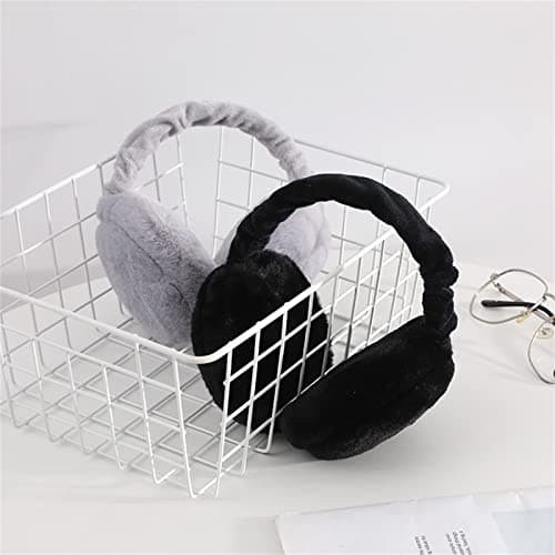 IHCEMIH Ear Muffs, Women Earmuffs Winter Accessories Fluffy Plush Foldable Adults Outdoor Thermal Ear Warmer Skiing Running Ears Covers Protector from Wind Cold Gift for Girls Ladies Black. — view 6