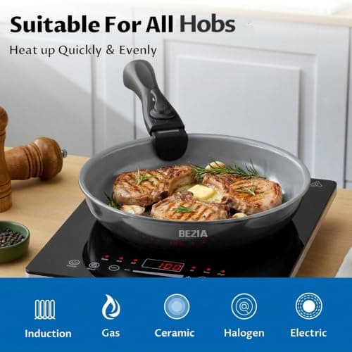 BEZIA Induction Hob Pan Set, Non Stick Saucepan Set with Detachable Handles — view 6