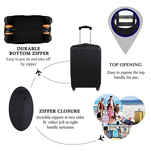 Explore Land Travel Luggage Cover Suitcase Protector Fits 23-26 Inch Luggage (Black, M) — view 3