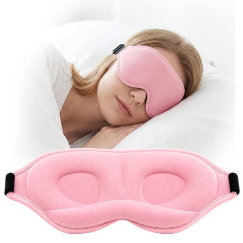 SLIJAR 100% Blackout Sleep Mask for Men Women, 3D Contoured Eye Mask for Sleeping, Zero Eye Pressure Breathable Blindfold with Adjustable Strap for Travel Office Home (Pink)