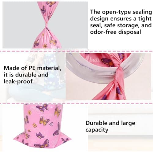 20Pcs Sick Bags with Cartoon Pattern, Disposable Vomit Bags for Travel, Leakproof Sickness Bags Barf Bags for Nausea and Vomiting for Children and Adults, Blue-Green Monsters and Pink Butterflies — view 3