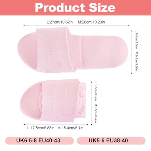 Foldable Shower Slippers, Portable Travel Slippers Foldable Sandals Quick Dry Non Slip House Bathroom Shower Slipper (Pink, UK Footwear Size System, Adult, Women, Numeric Range, Medium, 5, 6) — view 6