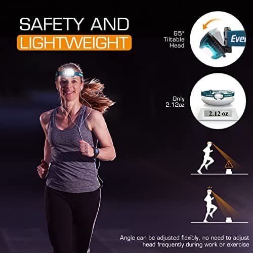 EverBrite 150-300 LM LED Head Torch Battery Powered(2 Pack, Blue) — view 3