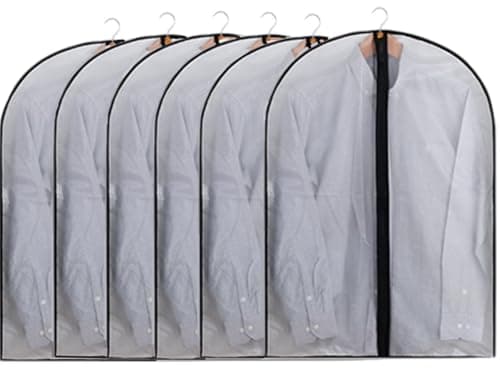 Moth Proof Clothes Covers, Waterproof Dustproof Garment Bags with Zip PEVA Translucent Garment Covers Bags for Clothes Storage 6pcs 60 * 80cm (60 * 80)