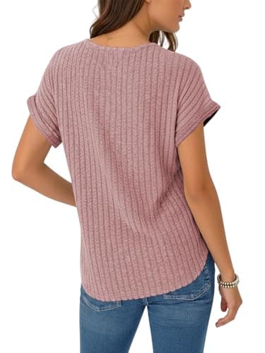 Cuptacc Womens Tops for UK Casual Tshirt Short Sleeve Summer Coral L — view 2