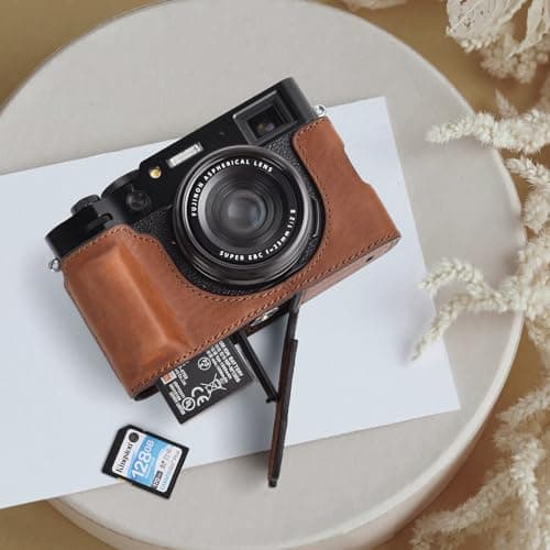MUZIRI KINOKOO Fuji X100VI Case, Genuine Leather Protective Half Case Compatible for Fujifilm X100VI Camera - with Opening Bottom and Hand Grip Design - Brown — view 3