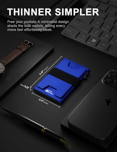 LXMY Mens Card Holder Wallet,RFID Blocking Credit Card Holder,Pop Up Minimalist Slim Metal Wallet with Backplate & Cash Band,Suitable Gifts for Men — view 2