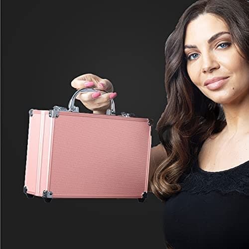 Dawn Till Dusk 54 Pieces Makeup Set with Travel Vanity Box by Envie, Includes Eyeshadow Palette, Lip Gloss, Lipsticks, Manicure Set, Makeup Brushes, Compact Mirror and Much More - (Rose Gold) — view 4