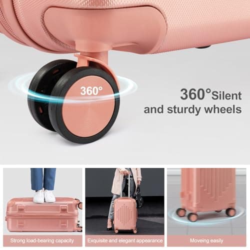 HOBBYZOO Suitcase Sets 3 Piece, Hardside ABS Luggage, Rose Gold — view 5