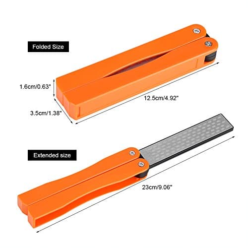 Zerodis 400/600 Grit Knife Sharpener, Folding Double-Sided Diamond Sharpening Stone Tool for Outdoor Camping Garden Kitchen(Yellow) — view 5