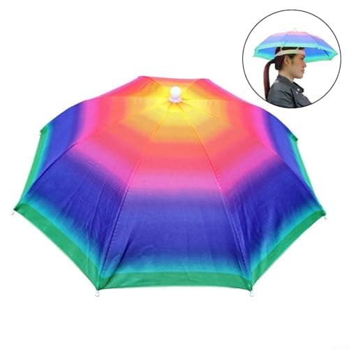 Folding Umbrella Hat for Outdoors, Waterproof Sun and Rain Hat for Fishing Hiking Gardening, Compact Travel Hands- Protection, Camouflage (C) — view 2