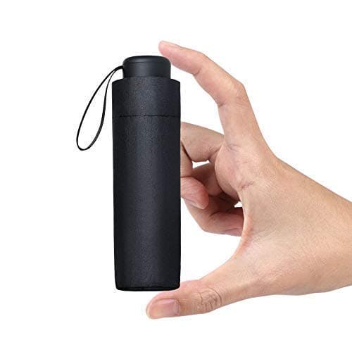 Vicloon Mini Travel Umbrella, Small Compact Umbrella with UPF50+ Protection, 210T Black Rubber Cloth & 6 Aluminum Alloy Ribs Folding Umbrellas, Lightweight Tiny Pocket Umbrellas (Black) — view 3