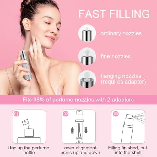 LOPHE Perfume Travel Bottle, 5ML Luxurious Perfume Atomiser Refillable, Shining Perfume Spray Bottle, Easy to Refill Perfume Atomiser for Women Men (Plaid Grey) — view 4