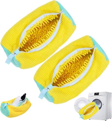 2pcs Reusable Shoe Washing Machine and Dryer Bag, Shoe Cleaning Bag for All Shoe Types, Laundry Shoe Bag for Washer and Dryer (YELLOW)