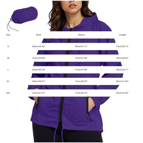 LinRim Women's Thin Waterproof Foldable Raincoat Rain Jacket with Hood Ultralight Travel Rain Poncho Breathable Windbreaker Jacket Cycling Jacket for Women Bicycle Sports Outdoor Jacket, silver, M — view 2