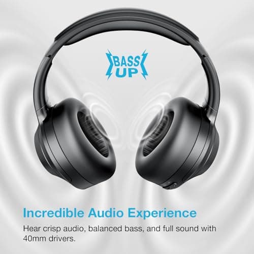 Pro‑level Hybrid Active Noise Cancelling Headphones with HiFi Sound, Upgrade Wireless Bluetooth Headphones with ENC Mic Over Ear Comfort, Vivid Deep Bass, for Home/Office/Travel/Gift (Black) 1Pcs — view 3