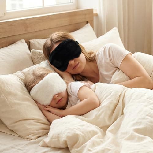 2 Pieces Plush Fluffy Eye Mask Comfortable Blindfold Eye Cover Soft Night Eyeshade Cover Cute Sleep Masks Adjustable Faux Fur Sleeping Mask for Women Men Travel Nap Gift — view 6
