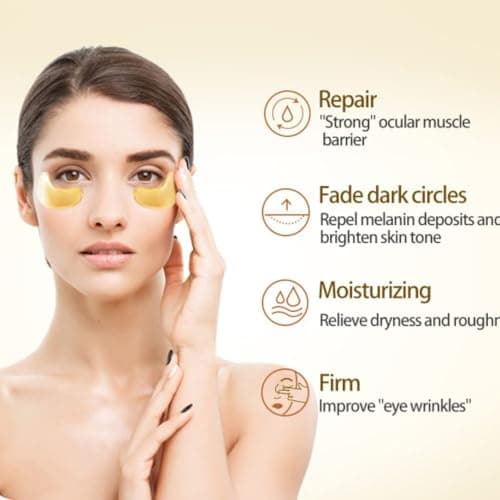 10 Pair Crystal Collagen 24k Gold Under Eye Gel Pad Face Mask Anti Aging Wrinkle Gel Under Eye Patches, Vegan Cruelty-Free Self Care — view 3