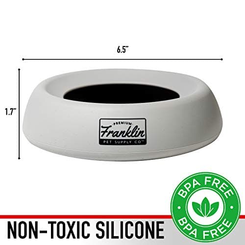 Franklin Sports Spill Proof Portable Pet Bowl For Cars - No Splash Travel Water and Food Dish for Dogs + Cats - 16 oz. - BPA Free,White, Gray — view 2