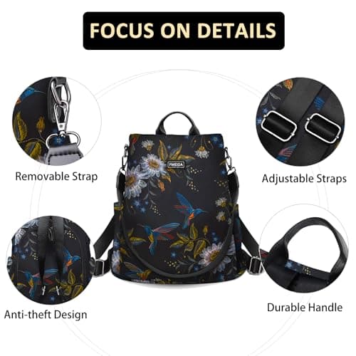 Fmeida Anti Theft Backpack for Women Small Travel Rucksack Water Resistant — view 5