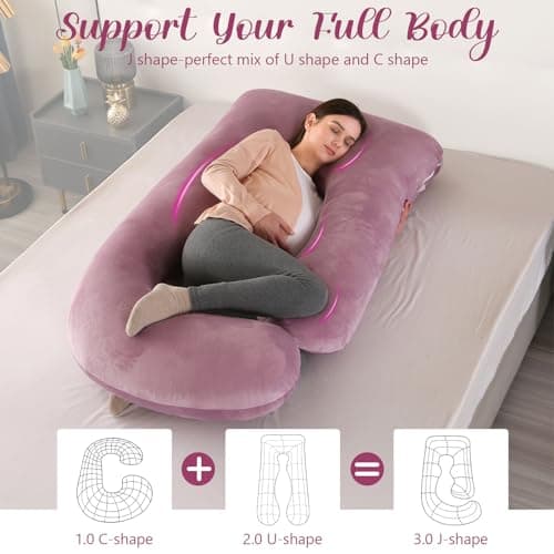 Labtec Pregnancy Pillows for Sleeping, Velvet U-shape Maternity & Body Pillows, Full Body Pillow, Maternity Hips, Legs, Belly For Pregnancy & Back Support Pillow [PINK] — view 6