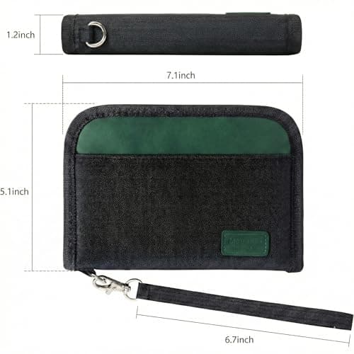 Passport Holder Travel Wallet, For 2 Passports, Small Passport Bag, Double, Dual, A5, Document, Case, Purse, RFID Blocking, Holiday, Waterproof Organisers, Travel Accessories, Black Green, UK GRN — view 6