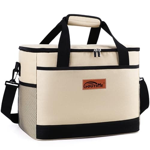 Goutime 26L Insulated Lunch Cool Bag, Waterproof Leakproof Tote (Beige)