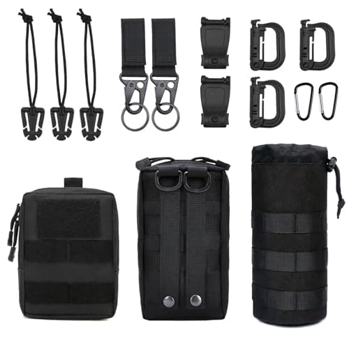 Molle Bag 3 Pack Tactical Waist Bags with 12 Accessories Multifunctional Fanny Pack Compact Belt Bag Bum Bag EDC Pouch for Camping Cycling Training