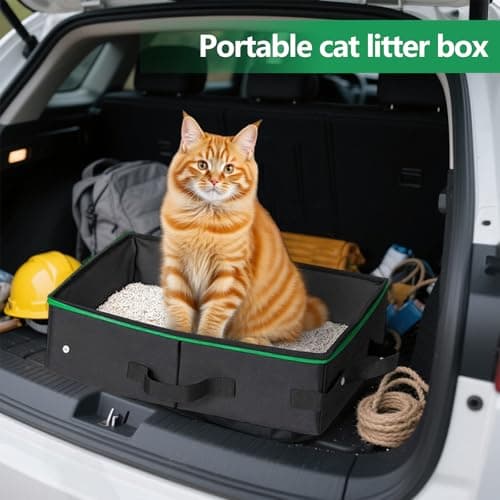 Foldable Cat Litter Tray for Travel, Portable cat litter box with Lid and Scoop Waterproof Collapsible Kitty Carrier for Kittens, Rabbit, Cars, Camping — view 4