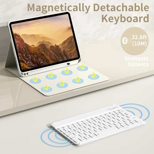 ZOYU Keyboard Case for iPad A16 2025, iPad 10th Gen 2022, Cream White — view 5