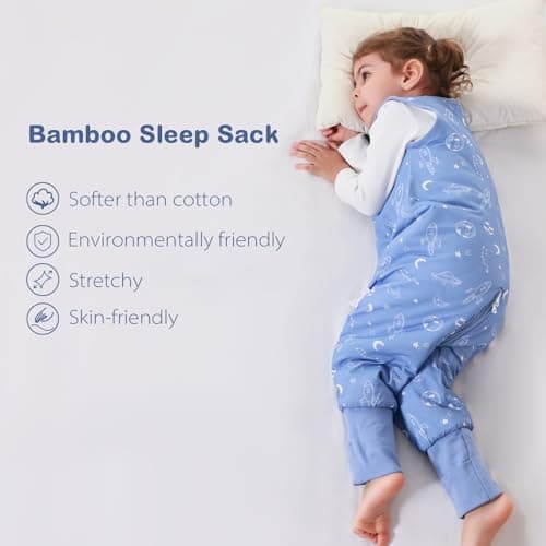 ToyaTec Baby Sleeping Bag with feet Super soft Rayon Made from Bamboo,Children's Bamboo fiber Sleeping Bag 2.5 Tog Autumn Winter Sleeping Blanket(Blue,L) — view 2