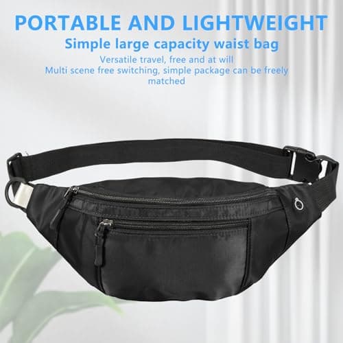 Bum Bag Crossbody Fanny Pack for Ladies Men Women Oxford Cloth Waterproof Waist Bag with Hidden Zipper Pockets Adjustable Strap for Sport Running Hiking Jogging Travel(Black) — view 6