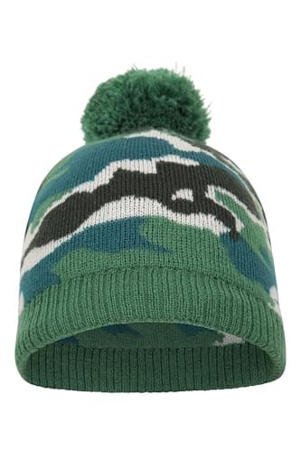 Mountain Warehouse Camo Fleece Kids Beanie - Warm Hat Cap - Best for Winter, Travelling, Walking Green ONE — view 5