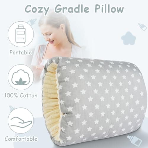 Aolso Cozy Cradle Arm Pillow, Breastfeeding Arm Pillow, Baby Breastfeeding Nursing Pillow, Baby Nursing Head Support Pillow, Breastfeeding and Bottle Feeding Head Support Pillow (Grey Stars) — view 3