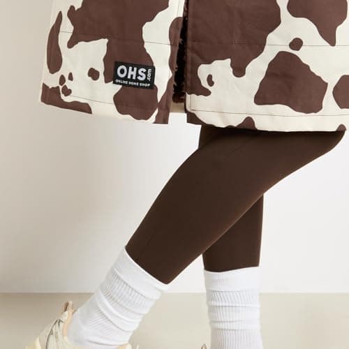 OHS Women's Jackets Changing Robe, Cow Print Oversized Waterproof Jacket Fleece Lining Rain Coats for Women with Hood & Pockets Drying Robe Ladies Jackets for Outdoor Travel, Brown/Cream - S/M — view 6
